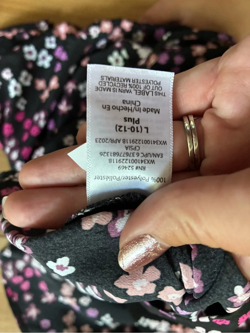 wonder nation Black Floral Slip Dress with Pink & White Blossoms
